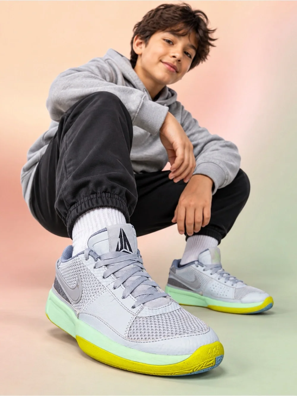 Nike Ja 1 GS 5Y Light Smoke Grey Volt DX2294-003 Basketball Shoes